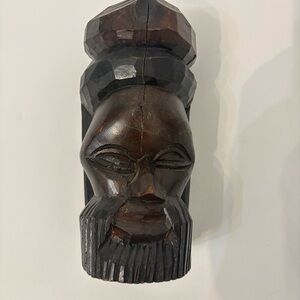 Handcrafted Wooden Face Sculpture-Jamaican-8”